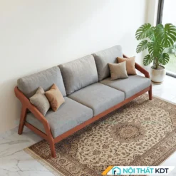 Sofa văng gỗ S177-V màu xám tay vịn mỏng hiện đại