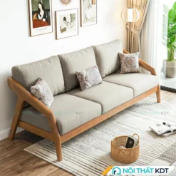 Sofa văng nỉ S177-V màu be đệm rời chân cao